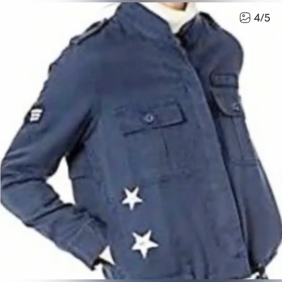 Rails Indigo Linen Military Style Jacket Medium *C7 - Picture 4 of 10